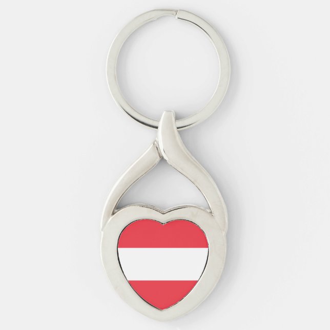 Patriotic Austria Flagga Twisted Heart Silverfärgad Nyckelring (Framsidan)