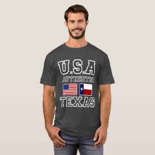 Patriotic Autentic Texas och American Flagga Anpas T Shirt