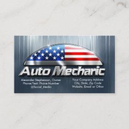 Patriotic Auto Mechanic Metall American Flagga Car Visitkort