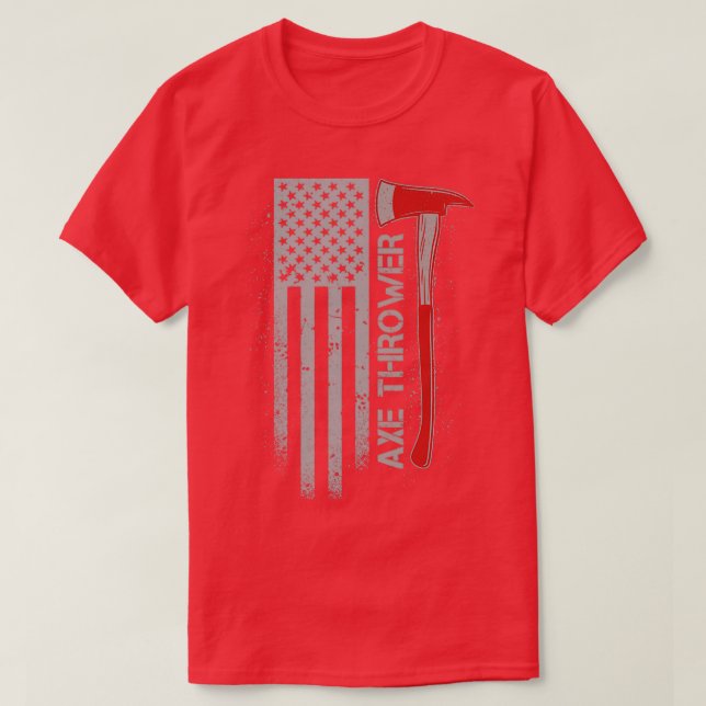 Patriotic Ax Thrower American Flagga Hatchet Throw T Shirt (Design framsida)