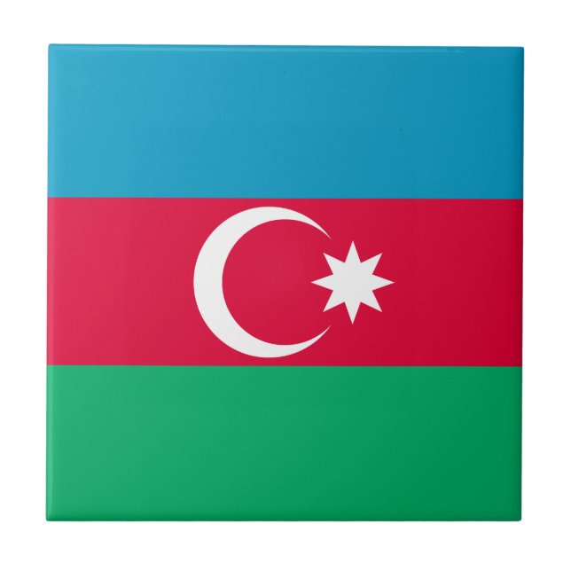 Patriotic Azerbajdzjan Flagga Kakelplatta (Framsidan)