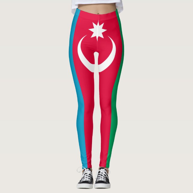Patriotic Azerbajdzjan Flagga Leggings (Framsida)