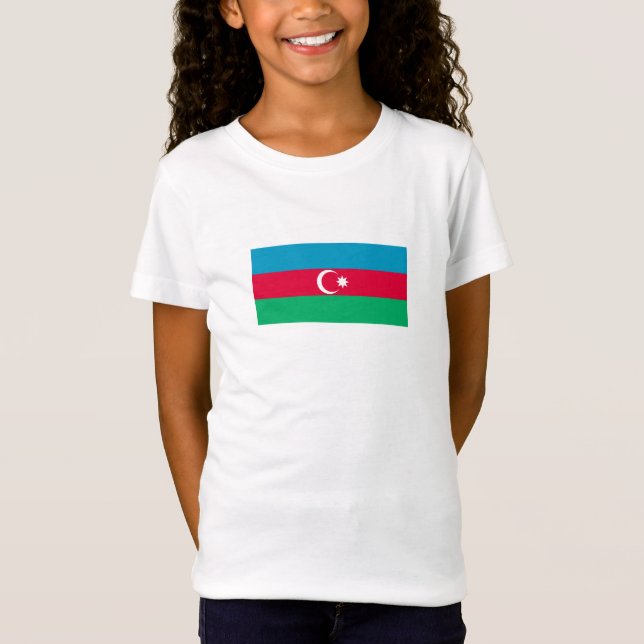 Patriotic Azerbajdzjan Flagga T Shirt (Framsida)