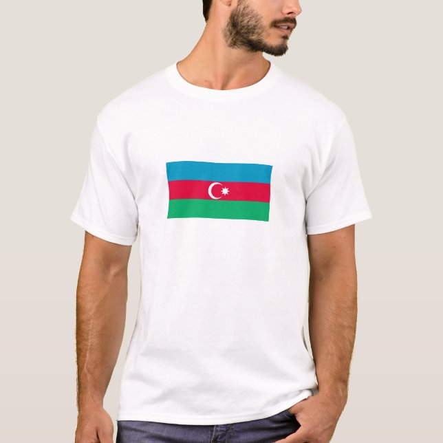 Patriotic Azerbajdzjan Flagga T Shirt (Framsida)