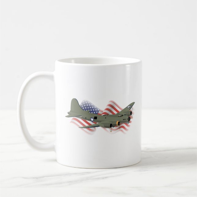 Patriotic B-17 Flying Fortress WW2 Heavy Bomber Kaffemugg (Vänster)