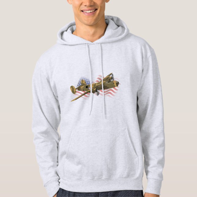 Patriotic B-24 Liberator WW2 Heavy Bomber Hoodie (Framsida)