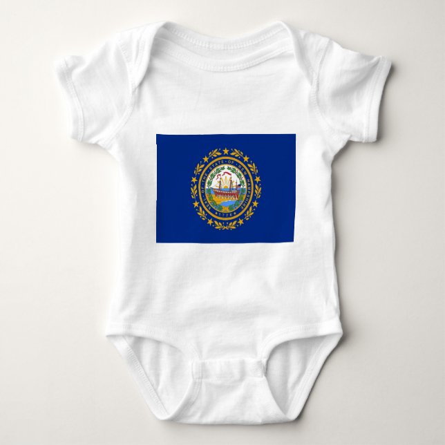 Patriotic baby bodykosti med flagga av New Hampshi T Shirt (Framsida)