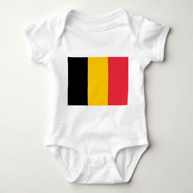 Patriotic baby bodykosti med flagga Belgien T Shirt (Framsida)
