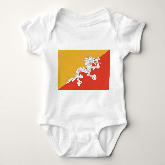 Patriotic baby bodykosti med flagga Bhutan T Shirt (Framsida)