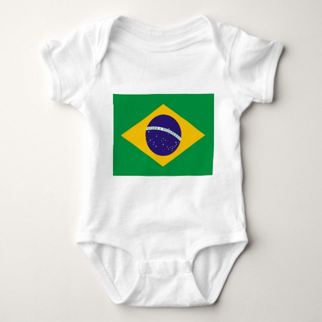 Patriotic baby bodykosti med flagga Brasilien T Shirt (Framsida)