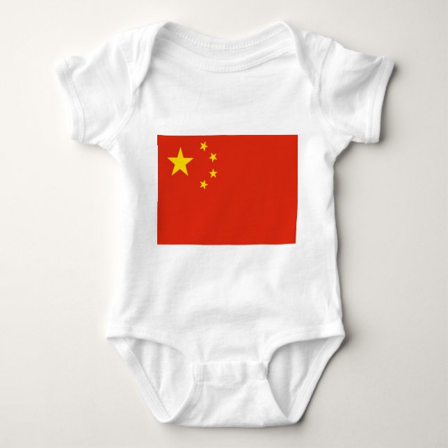 Patriotic baby bodykosti med flagga China T Shirt (Framsida)