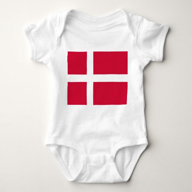 Patriotic baby bodykosti med flagga Danmark T Shirt (Framsida)