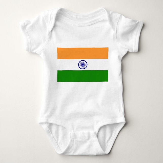 Patriotic baby bodykosti med flagga Indien T Shirt (Framsida)