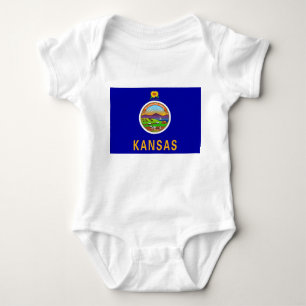 Patriotic baby bodykosti med flagga Kansas, USA T Shirt
