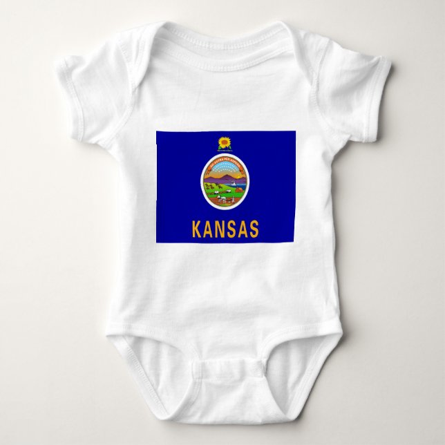 Patriotic baby bodykosti med flagga Kansas, USA T Shirt (Framsida)