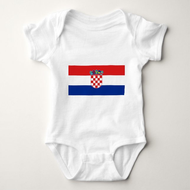 Patriotic baby bodykosti med flagga Kroatien T Shirt (Framsida)