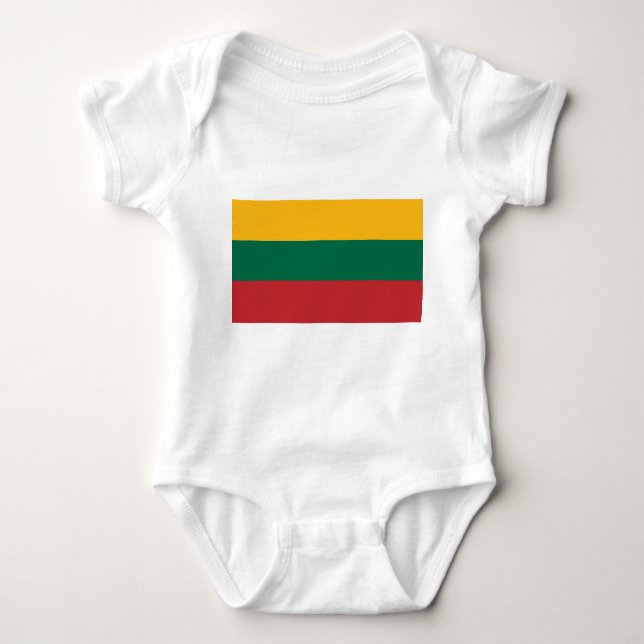 Patriotic baby bodykosti med flagga Litauen T Shirt (Framsida)
