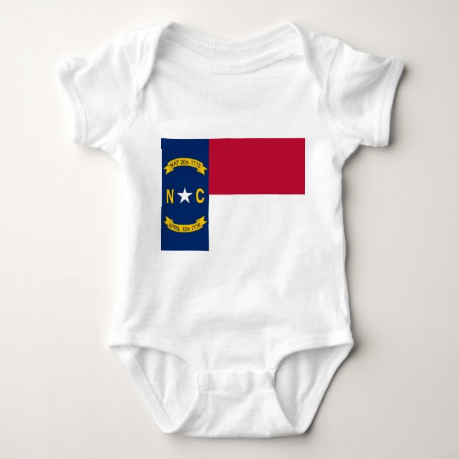 Patriotic baby bodykosti med flagga North Carolina T Shirt (Framsida)