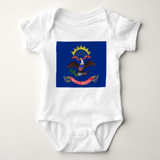 Patriotic baby bodykosti med flagga North Dakota T Shirt (Framsida)