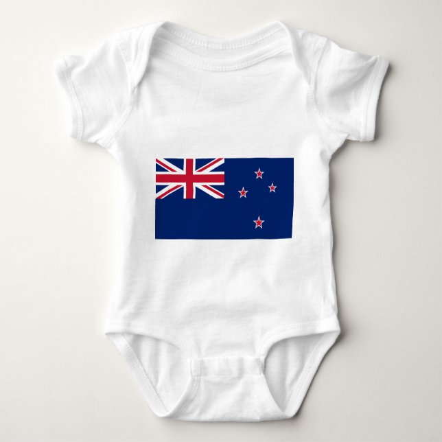 Patriotic baby bodykosti med flagga Nya Zeeland T Shirt (Framsida)