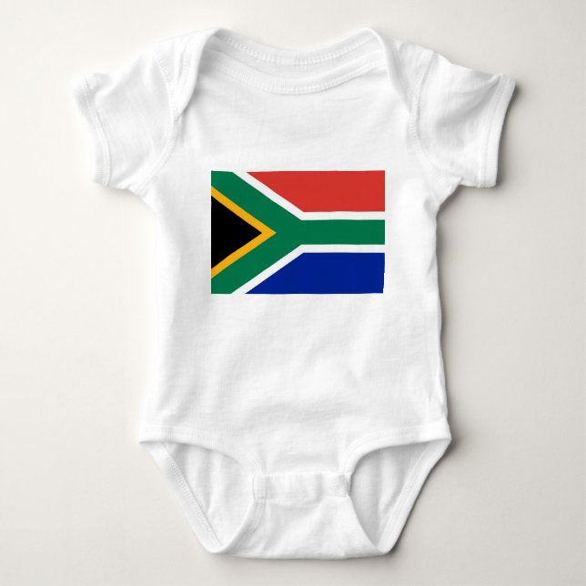 Patriotic baby bodykosti med flagga South Afrika T Shirt (Framsida)