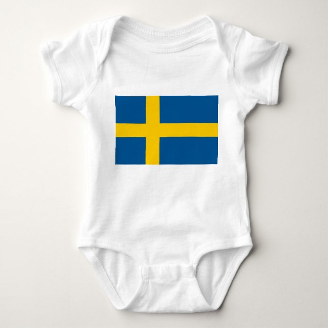 Patriotic baby bodykosti med flagga Sverige T Shirt (Framsida)