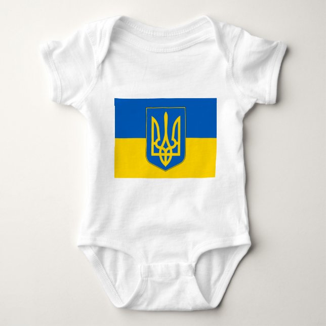 Patriotic baby bodykosti med flagga Ukraina T Shirt (Framsida)
