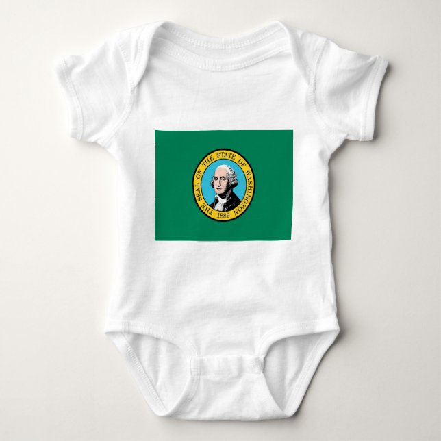 Patriotic baby bodykosti med flagga Washington, US T Shirt (Framsida)