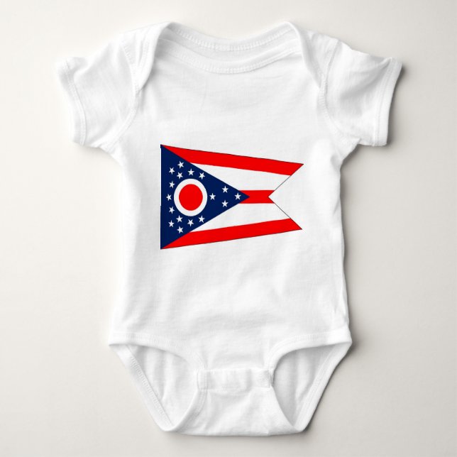 Patriotic baby bodykosti with flagga Ohio, USA T Shirt (Framsida)