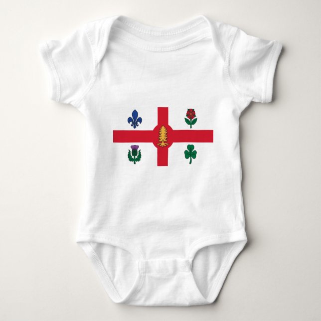 Patriotic baby bodysuit with flag of Montreal T Shirt (Framsida)