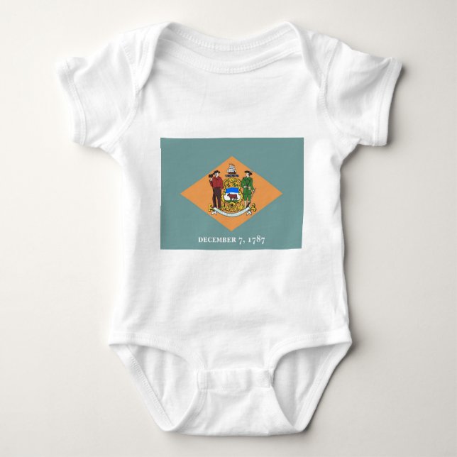 Patriotic baby-kroppsdräkt med flagga Delaware T Shirt (Framsida)