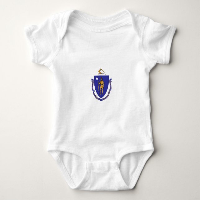 Patriotic baby, med flagga av Massachusetts T Shirt (Framsida)