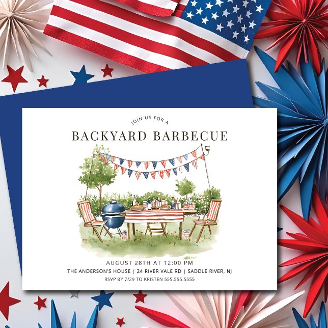 Patriotic Backyard Barbecue Inbjudningar (Skapare uppladdad)