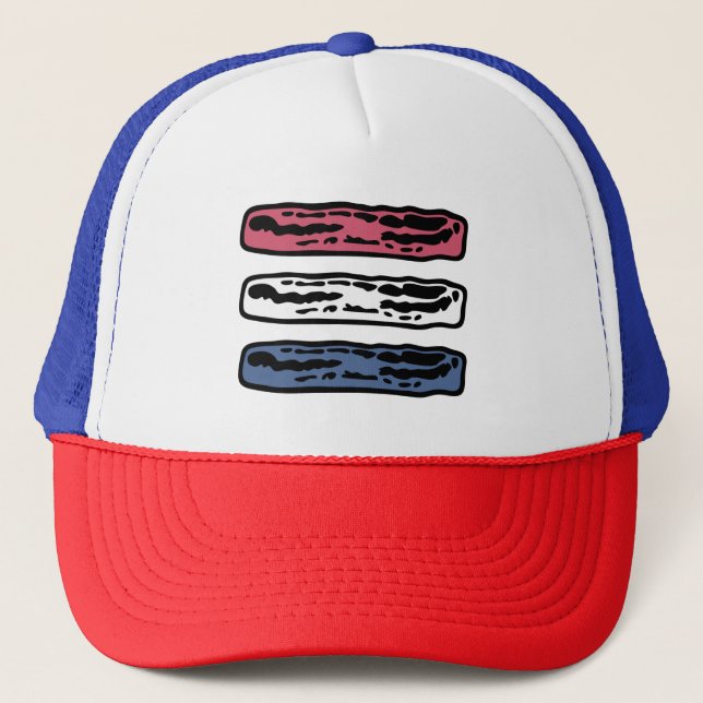 Patriotic Bacon Strips Red White och Blue Keps (Framsida)