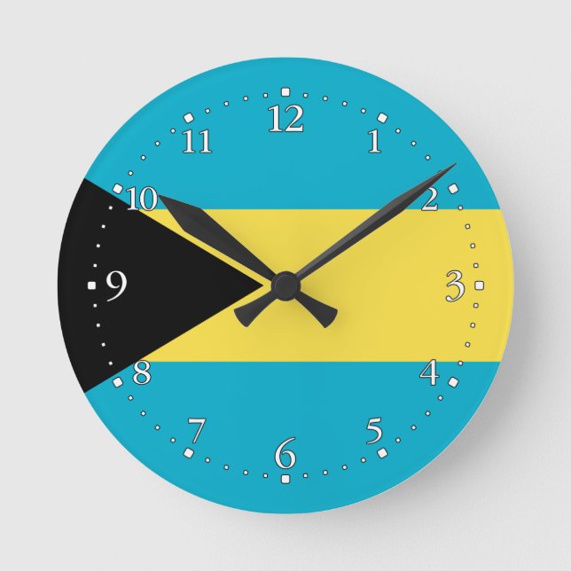 Patriotic Bahamian Flagga Rund Klocka (Framsida)