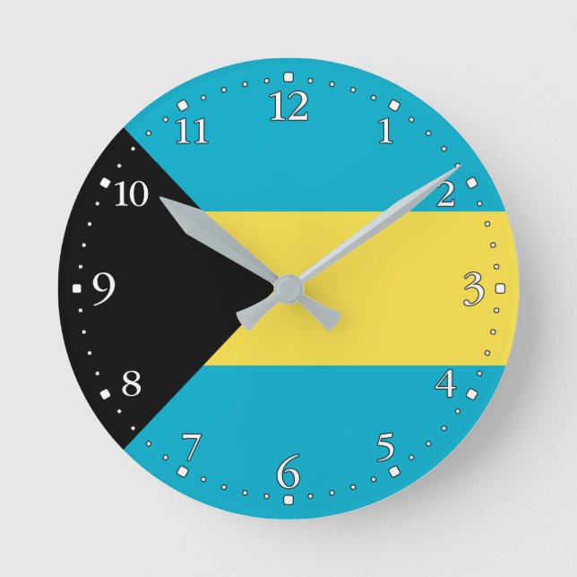 Patriotic Bahamian Flagga Rund Klocka (Framsida)