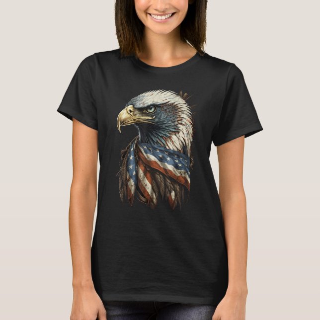 Patriotic Bald Eagle 4th Of July Men USA American  T Shirt (Framsida)