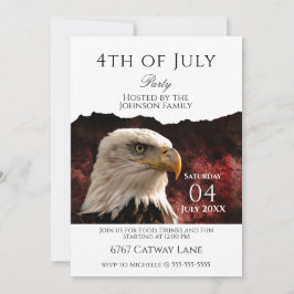 Patriotic Bald Eagle 4th of July Party Invitation Inbjudningar