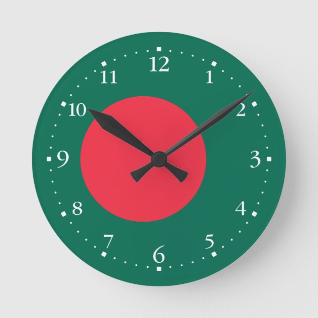 Patriotic Bangladesh Flagga Round Clock Rund Klocka (Framsida)