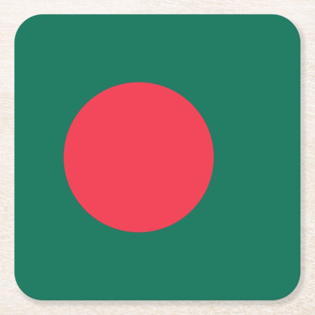 Patriotic Bangladesh Flagga Underlägg Papper Kvadrat (Framsidan)