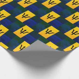 Patriotic BARBADOS FLAGGA 1970s Grunge Effect Presentpapper