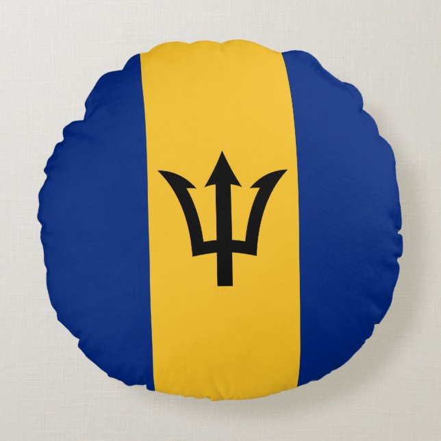Patriotic Barbados Flagga Rund Kudde (Framsidan)