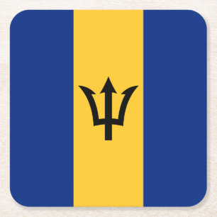Patriotic Barbados Flagga Underlägg Papper Kvadrat