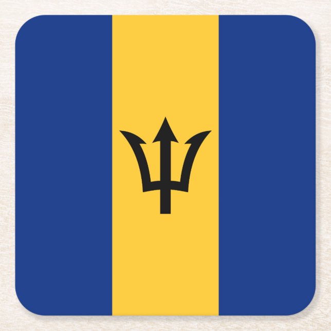 Patriotic Barbados Flagga Underlägg Papper Kvadrat (Framsidan)