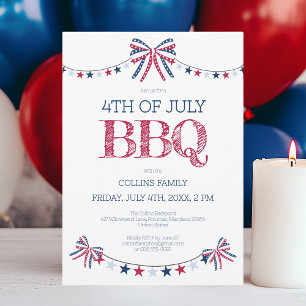 Patriotic Barbeque 4:e juli BBQ Summer Party Inbjudningar