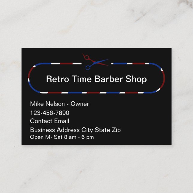 Patriotic Barber Shop Business Cards  Visitkort (Framsida)