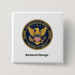 Patriotic Barber Unity Shield - Professional Round Knapp