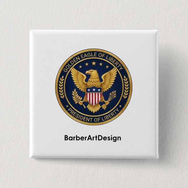 Patriotic Barber Unity Shield - Professional Round Knapp (Framsida)