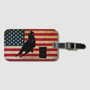 Patriotic Barrel Tävla American Flagga Horse Bagagebricka