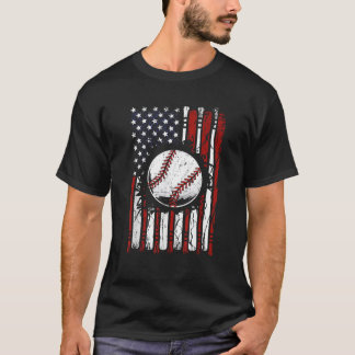 Patriotic Baseball 4:e juli USA amerikansk Flagga T Shirt